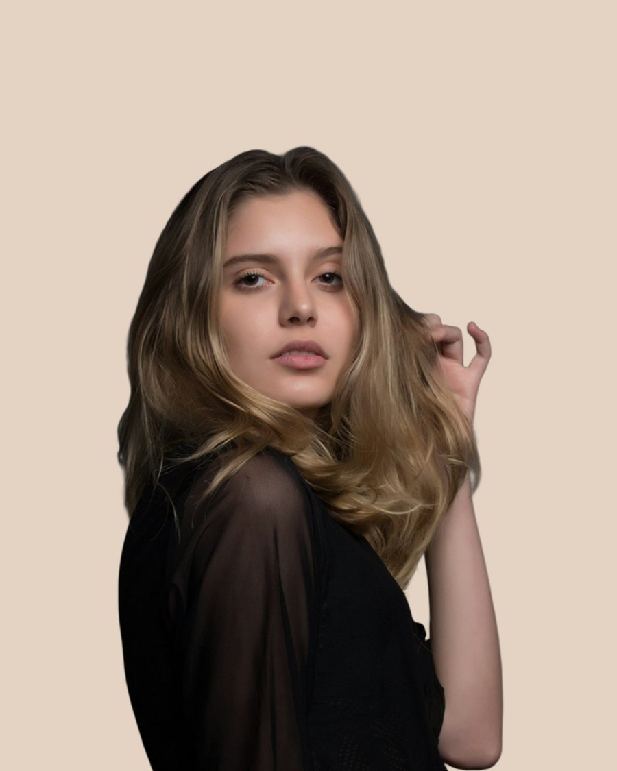 Portrait kept on a new studio color